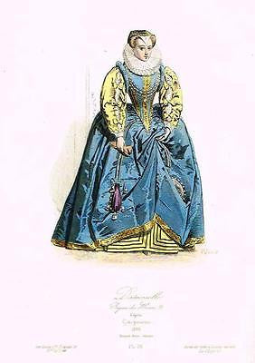 Pauquet's Modes - "DAMOISELLE" - Hand-Colored Litho -1864