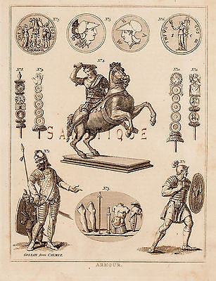CALMET'S DICTIONARY - ANCIENT ARMOUR - War - Engraving - 1801