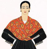 POCHOIR Print "FEMALE from ARAGON" from "COSTUMES ESPAGNOLES" -1939