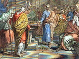 Burkitt's Expository - "JUDAS CASTS DOWN PIECES OF SILVER" - H/Col. Eng. - 1752