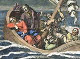 Luyken's "Historia" - "JESUS ON WATER IN STORM" - Hand-Col Eng. -1708