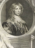 Portrait of "JAMES STUART - DUKE" by Jacobus Houbraken - Antique Print - 1740