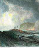 Turner's "WRECK OFF HASTINGS" Fine Hand-Colored Engraving  -1878
