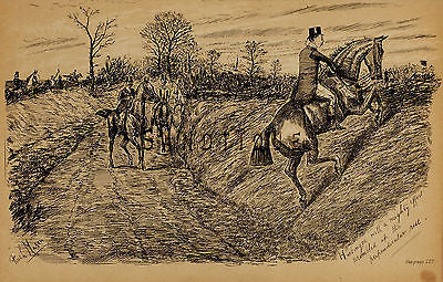 "Fores's Sporting Notes & Sketches" - "SCRAMBLED UP THE RISE" - Litho - 1886 - Sandtique-Rare-Prints and Maps