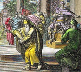 Luyken's  - "SAUL TELLS ELYMAS HE IS BLIND" - Hand-Colored Eng. -1708