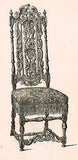 Historical Art Furniture - "WALNUT ARM CHAIRS" - Antique Print - 1880