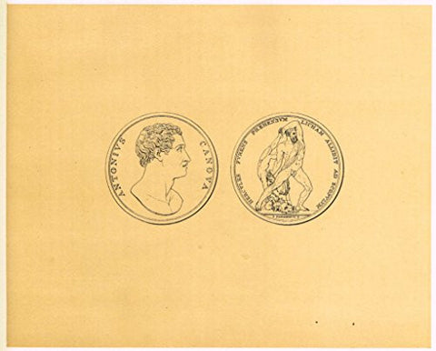 Cicognara's Works of Canova - "CANOVA COIN - WRESTLERS" - Heliotype - 1876