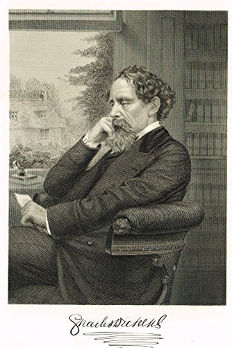 Portrait Gallery - "CHARLES DICKENS" - Steel Engraving - 1874