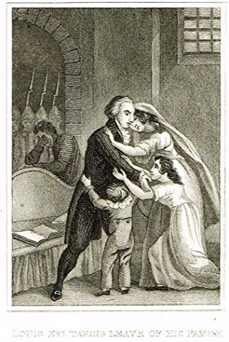 Miniature History of England - LOUIS XVI TAKING LEAVE OF HIS FAMILY - Copper Engraving - 1812