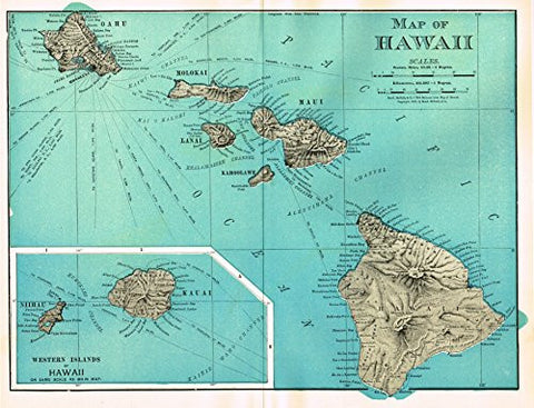 History of Our Country - Map - MAP OF HAWAII - Chromolithograph - 1899