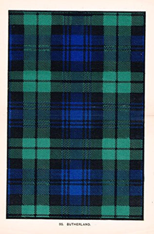 Johnston's Scottish Tartans - "SUTHERLAND" - Chromolithograph - c1899