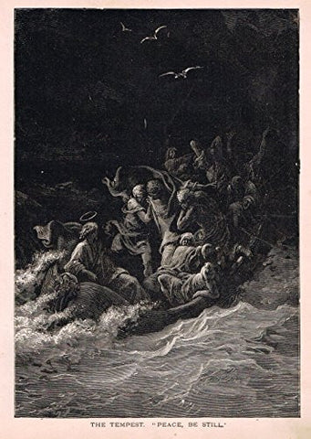 Gustave Dore's Illustration - THE TEMPEST - Woodcut - c1880
