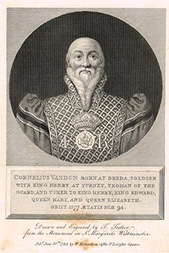 Antique Portrait - "CORNELIUS VANDUN" - Engraving - 1794