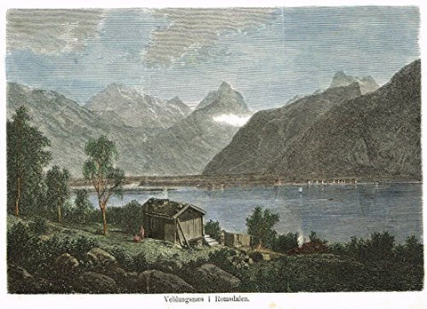 Foreign Buildings - VEBLUNGSNAES I ROMSDALEN - Hand-Colored Engraving - c1890