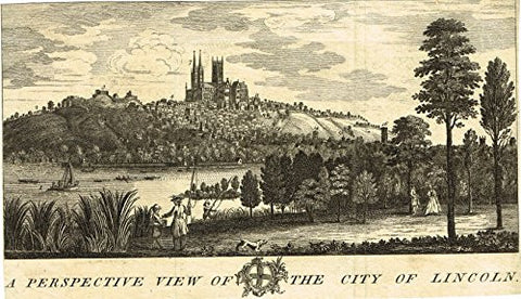 Hogg's "A PERSPECTIVE VIEW OF THE CITY OF LINCOLN" - Copper Engraving - c1770
