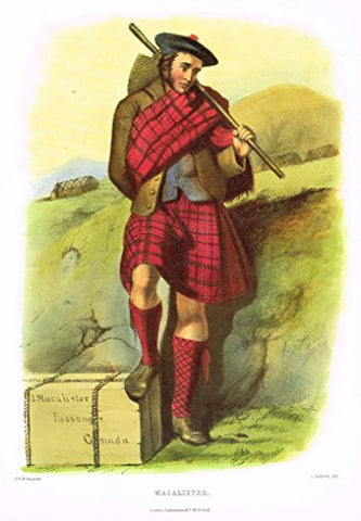Clans & Tartans of Scotland by McIan - MACALISTER - Lithograph -1988