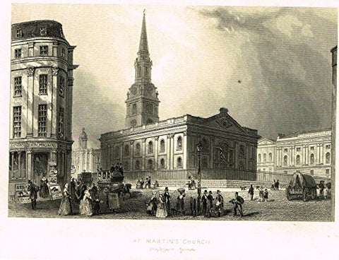 Tallis's Illustrated London - "ST. MARTIN'S CHURCH" - Steel Engraving - 1851