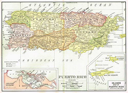 History of Our Country - Map - PUERTO RICO - Chromolithograph - 1899