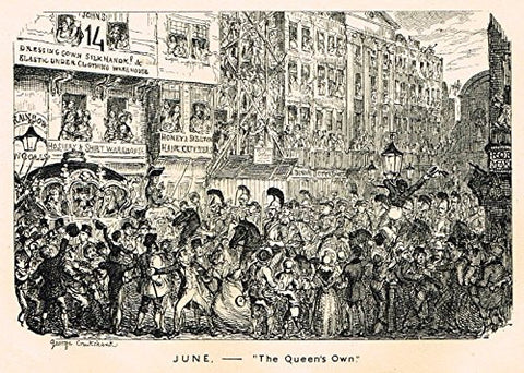 Cruikshank's Almanack - "JUNE - THE QUEEN'S OWN" - Engraving - 1838