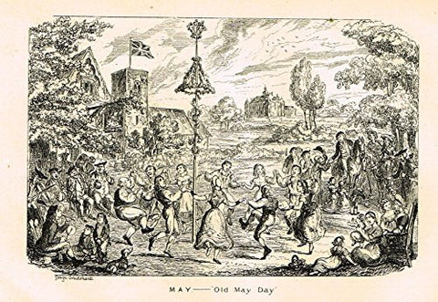 Cruikshank's Almanack - "MAY - OLD MAY DAY" - Engraving - 1836