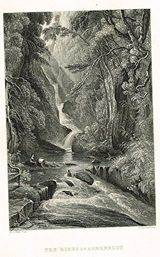 Scotish Robert Burns Topographicals - "THE BIRKS OF ABERFELDY" - Steel Engraving - 1863