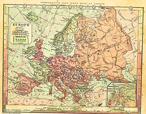 Barnes's Geography - "EUROPE" Map by Monteith -1875