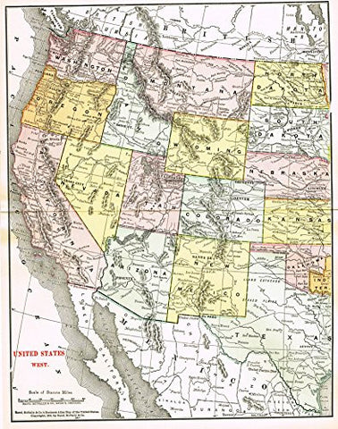 History of Our Country - Map - UNITED STATES - WEST - Chromolithograph - 1899