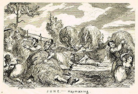 Cruikshank's Almanack - "JUNE - HAYMAKING" - Engraving - 1837