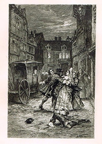 Memoires of the Court of England - IMMEDIATELY SEIZED HOLD OF BY HILL - Photo-Etching - 1843