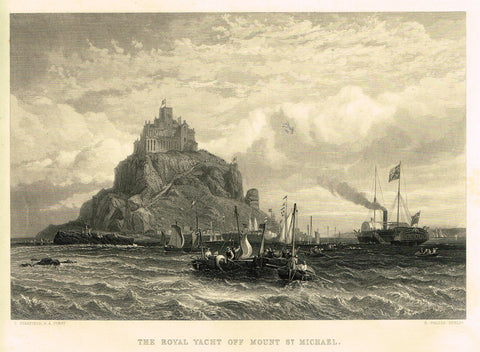 Fine Art - "THE ROYAL YACHT OFF MOUNT ST. MICHAEL" by C. Stanfield - Steel Engraving - c1840