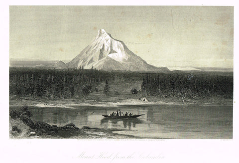 Fine Art - "MOUNT HOOD FROM THE COLUMBIA" by R.S. Gifford - Steel Engraving - c1840