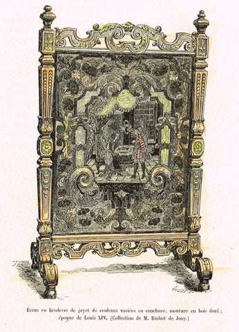 Dercorative Furniture - "FIRESCREEN" - Histoire du Mobilier - Hand Colored Litho - 1884