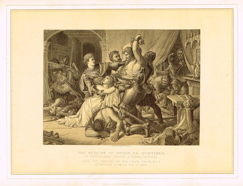Archer's Royal Pictures - "THE SEIZURE OF ROGER DE MORTIMER" - Tinted Lithograph - 1880