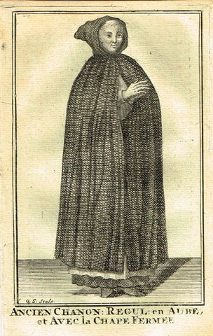 Buonanni' Clerge - "ANCIEN CHANON: REGUL: EN AUBE ET AVEC LA CHAPE FERME" - Engraving - 1716