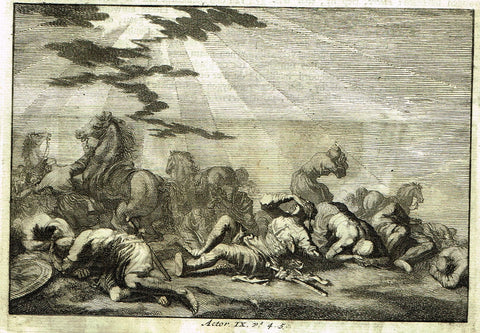Luyken Bible Print - "ST. PAUL'S CONVERSION" - Copper Engraving - 1700
