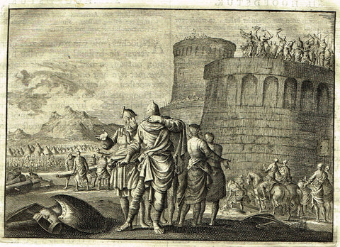 Luyken Bible Print - "ATTACKING THE CASTLE" - Copper Engraving - 1700
