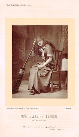 Antique Theatre Photographs -  "MISS ELLALINE TERRISS" - BLACK & WHITE PHOTO - 1875-94