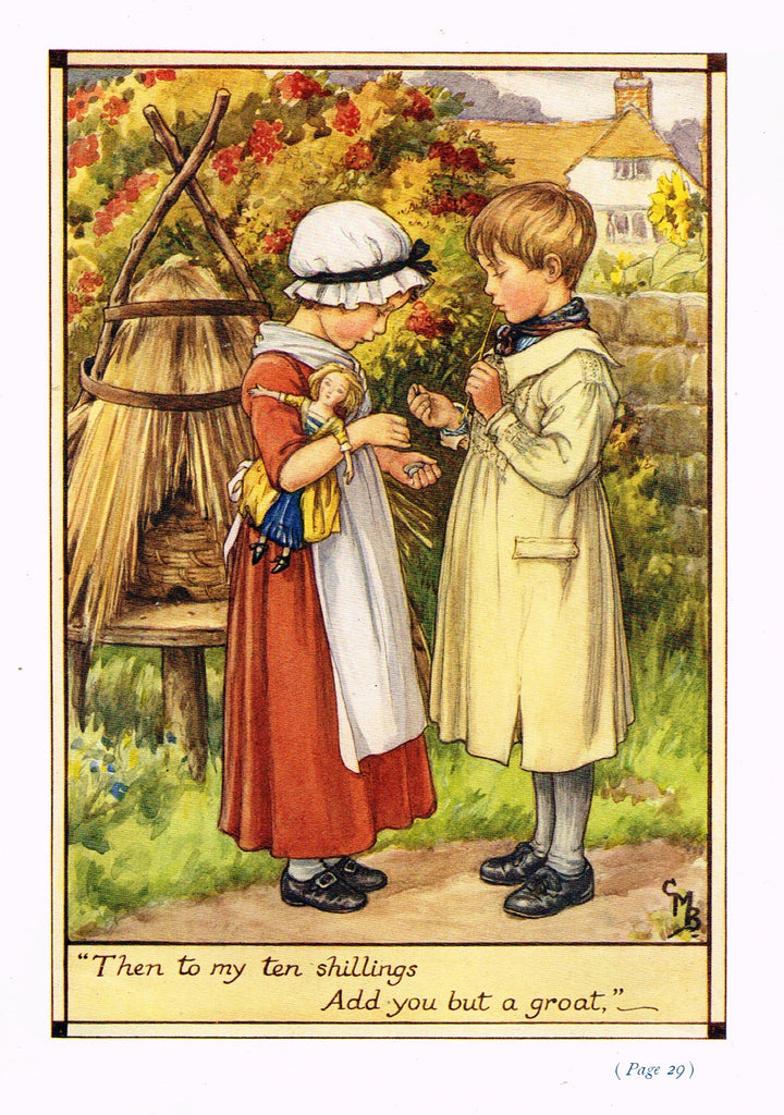 Cicely Mary Barker Print -  "TO MY TEN SHILLINGS, ADD YOU BUT A GROAT" - Offset Lithograph - c1930