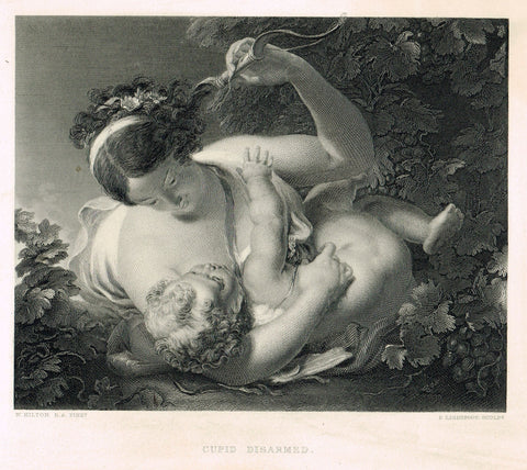 Fine Art - "CUPID DISARMED" from W. Hilton - (Engraved by P. Lightfoot) - Steel Engraving - 1883