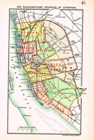 Stanford's G.B. County Map - "LIVERPOOL" - Chromo - 1885