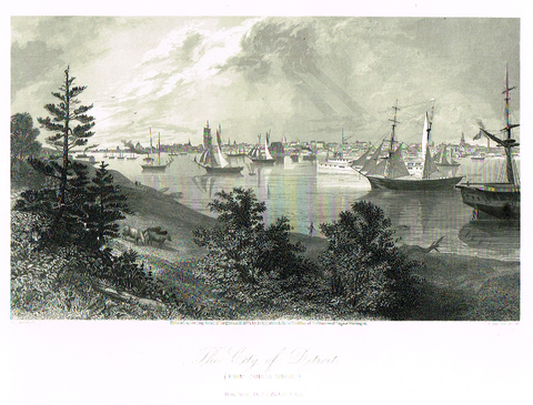 Picturesque America's "THE CITY OF DETROIT" - Steel Engraving - 1872