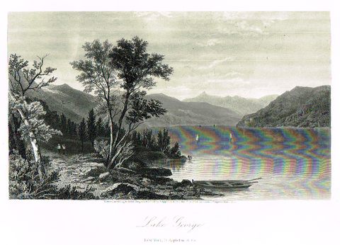 Picturesque America's "LAKE GEORGE" - Steel Engraving - 1872