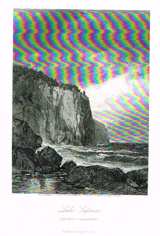 Picturesque America's "LAKE SUPERIOR (BAPTISM BAY)" - Steel Engraving - 1872