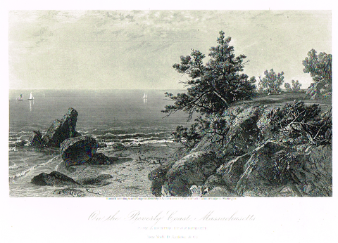 Picturesque America's "ON THE BEVERLY COAST, MASSACHUSETTS" - Steel Engraving - 1872