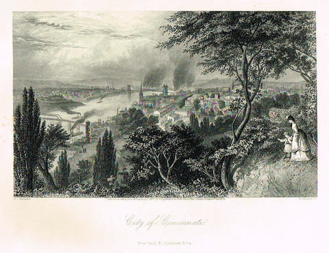 Picturesque America's "CITY OF CINCINNATI" - Steel Engraving - 1872
