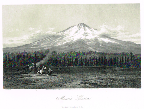 Picturesque America's "MOUNT SHASTA" - Steel Engraving - 1872