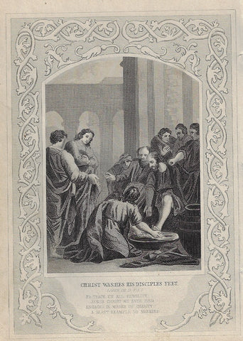 Howard's Religious Prints - CHRIST WASHES FEET - ENGRAVING - 1860