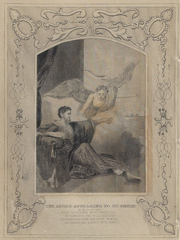 Howard's Religious Prints - ANGEL APPEARING TO ST. PHILIP - Engraving - 1860
