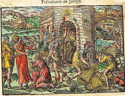 Leclerc's Bible - Hand-Colored Woodcut - PREVOIANCE DE JOSEPH - 1614