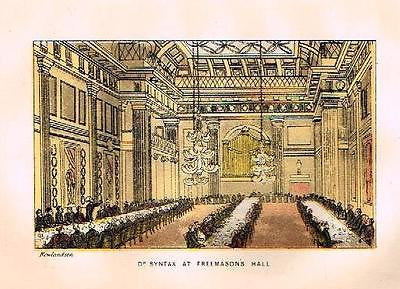 Dr. Syntax in Search - "SYNTAX AT FREEMASON'S HALL" - Chromo - 1869